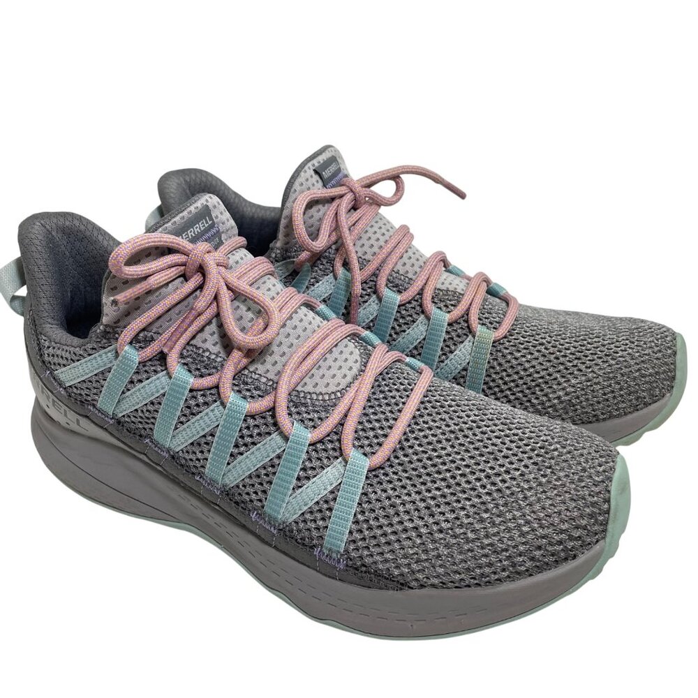 Merrell Women's Athletic Sneakers Size 10 Gray Mesh with Pink & Teal Accents - Picture 1 of 12